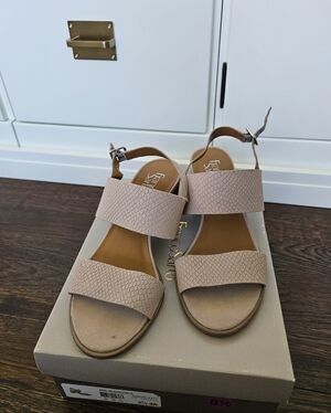 Franco Sarto Neutral Blush Textured Strap Sandals